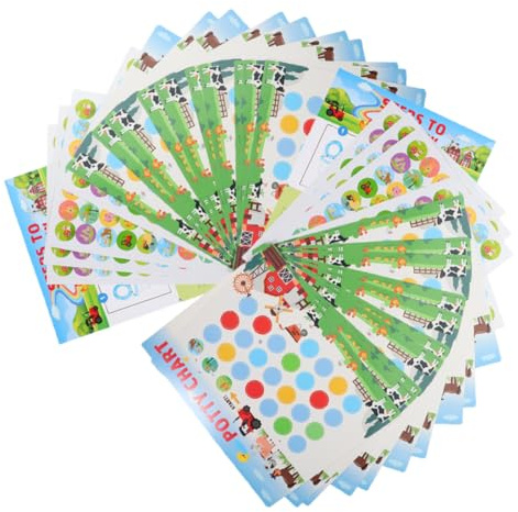 FRCOLOR Töpfchentrainingszubehör für Kleinkinder mit Dekorativen Belohnungsaufklebern aus Papier Toilettentrainingstabelle im Cartoon Design für Jungen und Mädchen