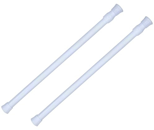 VYNZOR 2 Pièces Barre Extensible Sans Perçage 30-50 cm Barre Rideau Extensible, Tringle Extensible Entre 2 Murs avec Ressort pour Fenêtres, Armoires, Placards à Chaussures, Penderies, étagères (Blanc)