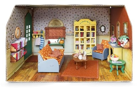 Mouse Mansion Living Room Dollhouse Craft Kit - Build Your Own Miniature Room with 7 Wooden Furniture Pieces - Easy DIY Kids Crafting Activity - Create Sam & Julia's World from Bestselling Books