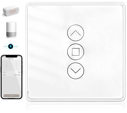 Smart Rolladenschalter, Wlan Rolladenschalter, Klug Rolladen Zeitschaltuhr Sprachsteuerung, WLAN Jalousien Schalter, Home Rolladensteuerung, Kompatibel mit Alexa/Google Home/Smart Life