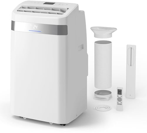JUMMICO 12000 BTU Portable Air Conditioner with Window Kit, 4-in-1 Mobile AC Unit – Cooling, Fan, Dehumidifier & Sleep Mode, Digital Display & Remote Control, for Rooms up to 40 m²