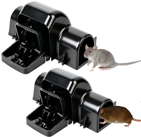 2 Pack Rattenfallen, die sofort töten, Wiederverwendbare Rattenfalle, humane Ratten- und Mäusefalle, hochempfindliche Mäusefallen und Rattenvernichter für den Außen- und Innenbereich, kinder- und
