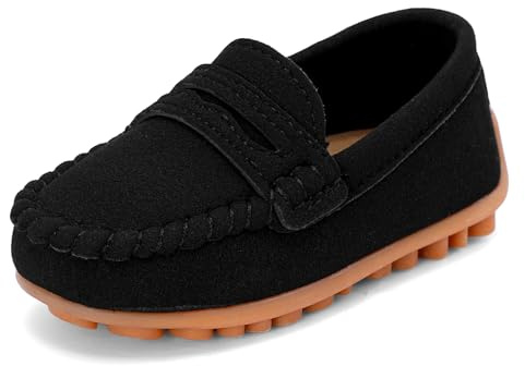 LACOFIA Baby loafers skor första steg tofflor barn | Eleganta skor, mockasiner med halkfri mjuk gummisula, formell/ceremonier/bröllop/födelsedag, 19–29 EU