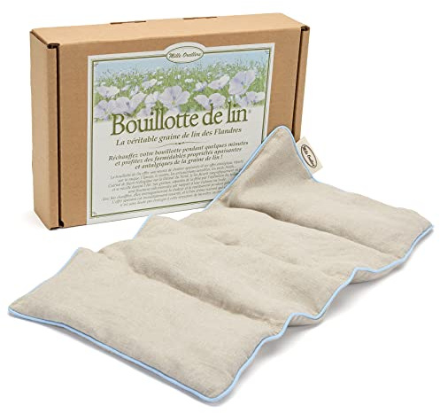 MILLE OREILLERS Bouillotte de lin® Classique - Apaisante - 20 x 40 cm - A réchauffer au micro-ondes - Fabriquée en France