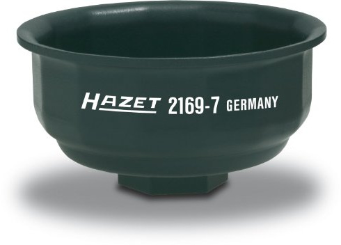 Hazet Ölfilterschlüssel 2169-7, 1/2 Zoll (12,5 mm) Vierkant, Anwendung an | Antrieb 1/2 Zoll (12,5 mm) Vierkant hohl, Abtrieb Außenprofil 14-kant, SW 64 mm, Antriebs-Sechskant 24 mm, Ø 76 mm, 180 g
