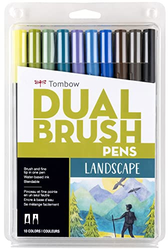 Tombow 56169 Dual Brush Pen Art Marker, Querformat, 10 Stück Mischbare, Pinsel- und feine Spitze