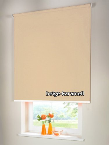 Verdunkelungsrollo Mittelzugrollo Springrollo Rollo Verdunkelung 225 x 160 cm / 225x160 cm beige-karamell