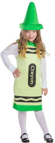 Dress Up America Buntstift-Kostüm für Kinder – Grünes Buntstift-Kostüm für Mädchen und Jungen – Tolles Rollenspiel-Kostüm-Set