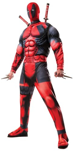 Rubie's Official Marvel Deadpool Deluxe, vuxendräkt – standardstorlek, CHEST 117 cm, midja 86 – 91 cm, INSEAM 33