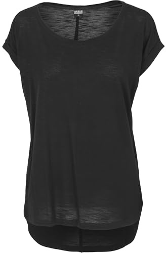 Urban Classics Damen Dames Long Back Shaped Slub Tee T Shirt, Schwarz (Black 7), L EU