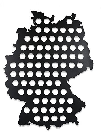 GRAVURZEILE Premium Bierkarte Deutschland XL Schwarz - Geschenk für Männer Lustige Geschenkidee für Bierfreunde & Bier Geschenke - Platz für 75 Kronkorken - 60 x 46 cm