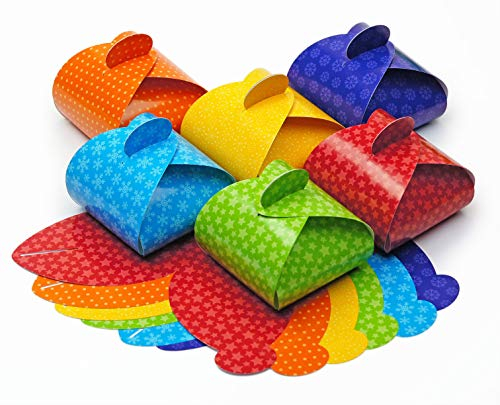 stylebutton 24 Faltschachteln Adventskalender zum Befüllen | bunte Geschenkboxen mit winterlichem Muster zum Basteln ohne Kleben (XMAS bunt)