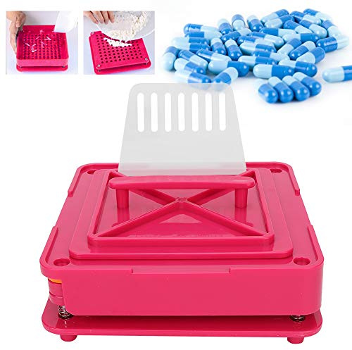 Capsule Filling Machine, 100 Holes Pink Purple Capsule Filler Plate Manual Capsule Powder Filling Machine, for Powder Filling of 0# Hollow Capsule