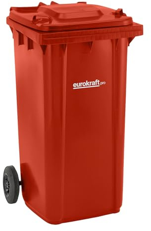 eurokraft pro | Mülltonne aus Kunststoff DIN EN 840 | Volumen 240 l, BxHxT 580 x 1100 x 740 mm, rot