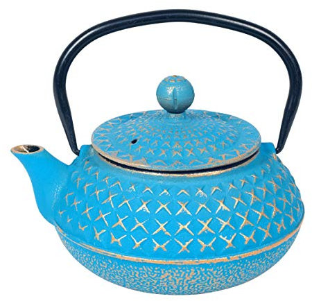 Vidal Regalos Tetera con Filtro Infusor 0,6L Hierro Fundido Azul Celeste Oriental Japonesa Etnica 16 cm