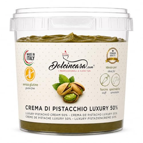 Crema de Pistacho de Lujo 50% Excelente Sabor Fundible sobre Helados Postres Panes Galletas para Rellenar Tartas y Crepes Aterciopelados Uso Doméstico o Profesional Paquete de 500g