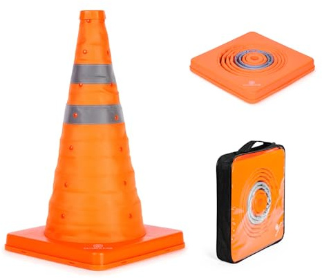 Confezione singola Coni di traffico pieghevoli da 45 cm (18 pollici), coni di sicurezza stradale con colletti riflettenti, cono di traffico di GUARDLEAD per applicazioni di transito e sicurezza