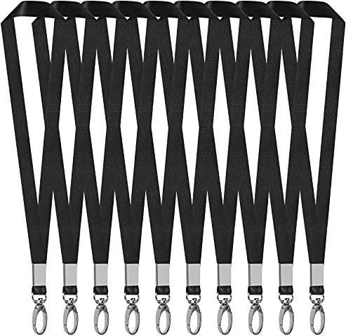 15Pack Lanyards for Id Badges Black Key Lanyard with Clip Neck Strap with Badge Clip Bulk Lanyards for Neck Name Badge Holder,Id Card,Keys Strap