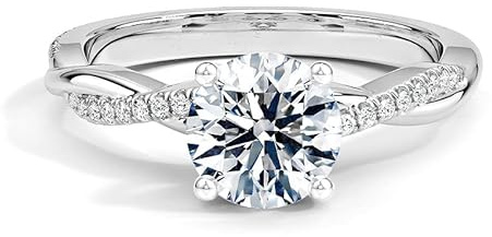 Blocaci Verlobungsring Damenring 9 Karat (375) Weißgold Ring 1 CT Twisting Infinity Pave Besetzt Zirkonia Frau Verlobungsringe Damenring Echter Schmuck Antragsring Größe 60