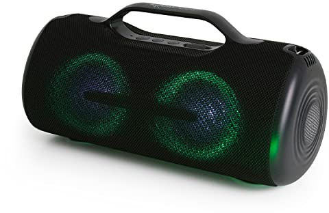 Boompods Rhythm 60 Tragbare Bluetooth Lautsprecher - wasserdichte Box mit LED-Beleuchtung und 60W Leistung, 10 Stunden Akku & Dual-Kopplung, Party Lautsprecher für Reisen, Badezimmer, Schwarz