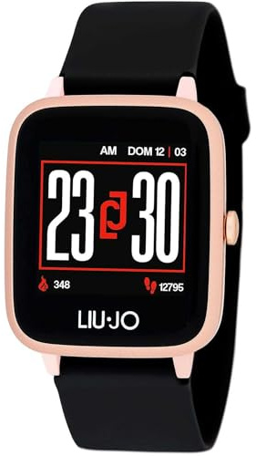 LiuJo Go Montre Femme en ABS Silicone Noir Or Rose Étanche IP68 Taille du boîtier 35 mm x 41,5 mm SWLJ046