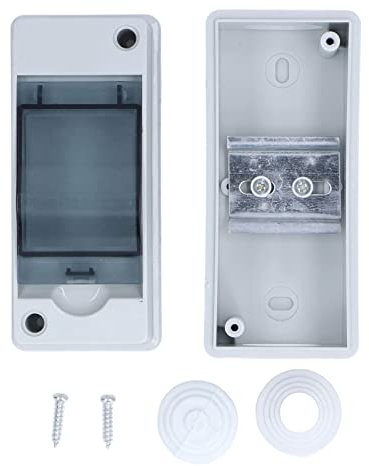 Scatola di Protezione della Distribuzione da Esterna, 4,9 X 2,2 X 3,5 Pollici IP66 Coperchio Impermeabile, 2 Vie Scatola di Giunzione di Distribuzione per Guida DIN, Interruttore Automatico a Parete