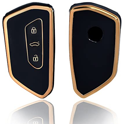 OFFCURVE Autoschlüssel Hülle Schlüsselhülle, Schlüsseltasche Autoschlüssel Schutzhülle TPU Schlüsselgehäuse 3 Tasten für VW Volkswagen Golf 8 Seat Leon Tarraco Ateca Skoda Octavia Cupra Formentor Born