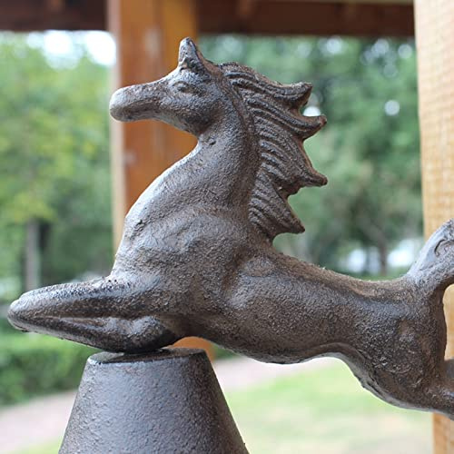INKCOR Rustic Cast Iron Door Bell, Sign with Horse, Farmhouse Style Ringing Doorbell for Coffee Shop/Garden, Outside Call Bell