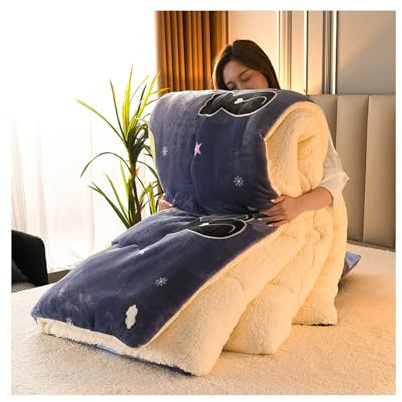 HonunG Bettdecke Winter,Schwere Decke Zum Schlafen,Dicke Bettdecke,Gewichtsdecke,Warme Lamm Kaschmir Decke,Winter Decke Warm,Bettdecke Ohne Bezug Nutzbar (Blau,150x200cm-2.5kg)