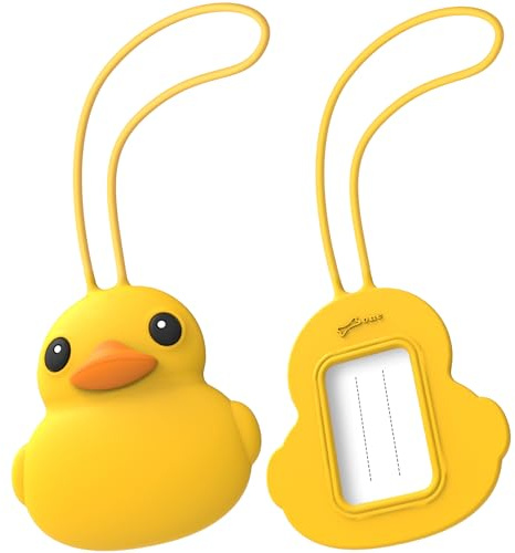 Bone Charakter-Gepäckanhänger für Damen, Herren und Kinder, aus Silikon gefertigt. Niedliche, einzigartige Namensschilder für Reisen, Fitnessstudio, Schule oder Rucksack - Patti Duck
