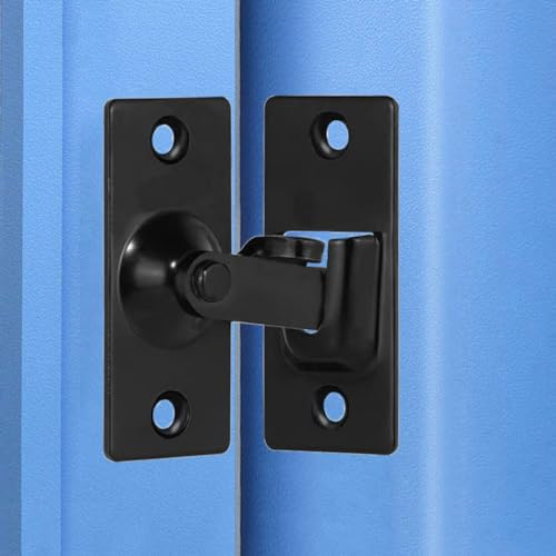 Litensh Pestillo de cerradura Pestillo puerta de 90 grados, cierre de bloqueo de ángulo recto de seguridad de acero inoxidable, corredera Bloqueo de puerta de pantalla Pestillo puerta Negro