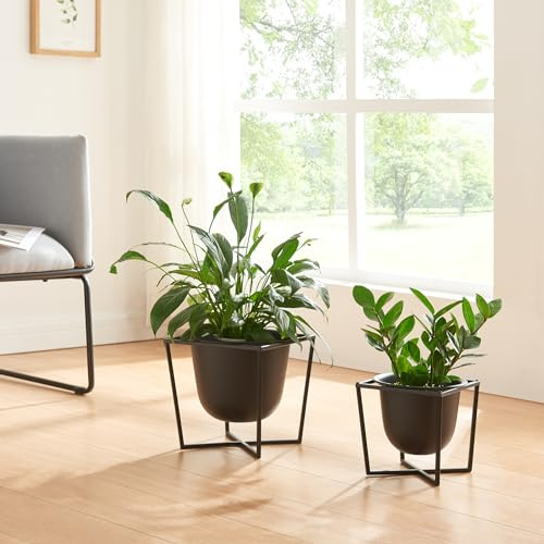 [en.casa] Pflanzenständer Nordmaling 2er Set Blumentopfständer Blumentofphalter Pflanzenhocker in 2 Größen Blumenständer Blumenhocker Metall Schwarz
