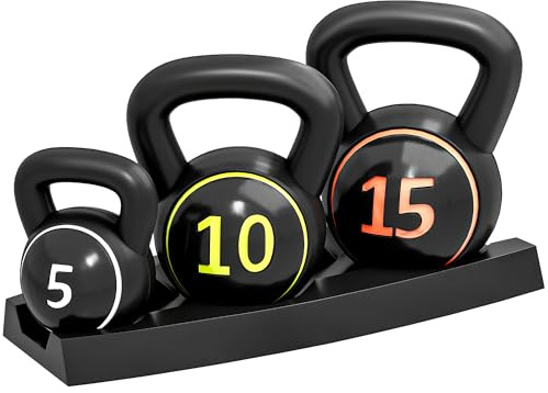 SPORTNOW Pesas Rusas de 2,2kg 4,5kg 6,8kg Kettlebell de Fitness Relleno de Arena con Mango Ancho Antideslizante para Ejercicios y Entrenamiento en Casa y Gimnasio Negro