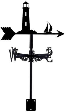 YYLDPFDC Girouette dans Le Jardin en Plein air girouette voiliers Tours de guet Phare indicateur de Direction du Vent Noir Peinture aérosol Cour Toit Grange décoration