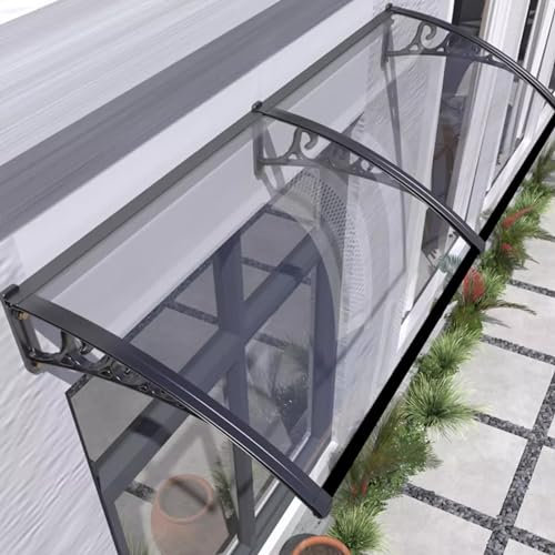 Toldo transparente para ventana de techo para puerta delantera/trasera, resistente a los rayos UV y a la lluvia, toldo de porche con soportes curvados de ABS (120 x 240 cm)