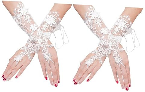 SOIMISS 2paare Hochzeits-handschuhe Aus Spitze Für Frauen Elegante Fingerlose Brauthandschuhe Für Hochzeiten Partys Und Besondere Anlässe Beige Dehnbar Und Komfortabel Hochwertige