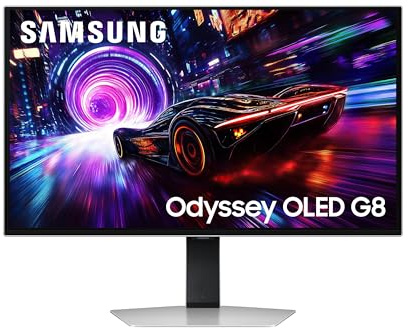 Samsung Écran PC Gaming Odyssey OLED G8-G81SF, Taille 27'', Résolution 4K (3840x2160), 240Hz, 0,03ms, 2xHDMI, DP, Ajustable en Hauteur, Orientable, Pivotable, Inclinable, LS27FG816SUXEN