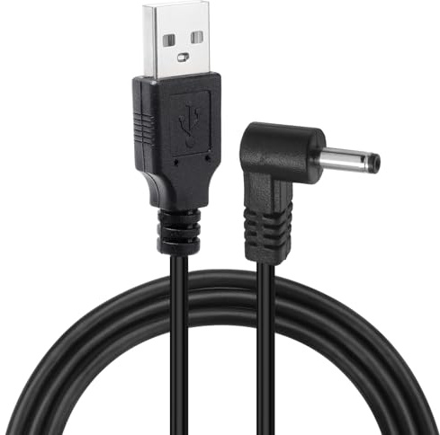 Bitvae Seago Small Fan Cleanser - 1M Black DC 5V Power Cable, Right Angled 90 Degree, 3.5x1.35mm USB Charger Wire Replacement, Round Hole USB Charging Cord for Electric Toothbrush