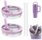 FIDWALL 2 Pack Leak-Proof Flip Straw Lids with Handle, Compatible with Stanley 40 oz Tumbler, Reusable Replacement Cup Lid, Detachable Silicone Nozzle, Spill and Splash Resistant Accessories (Purple)