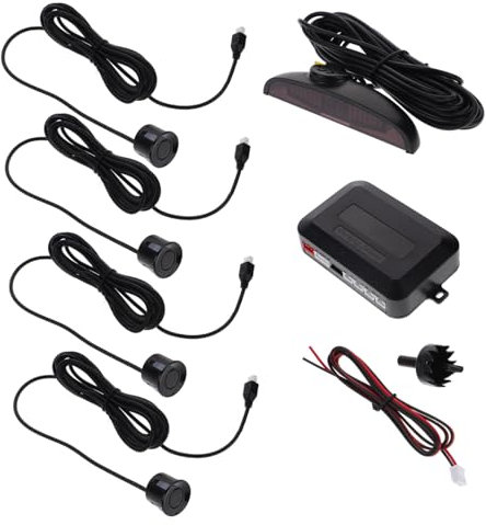 OSOLADY Car Reversing Radar System 4 Sensors Parking Sensor Kit Black Suitable for Vehicles and Trucks