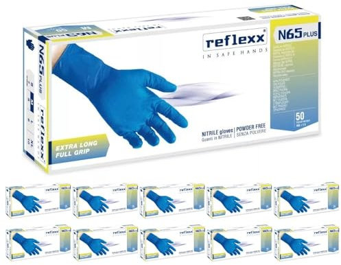 Generico REFLEXX N65P Guanti in nitrile senza polvere FULL GRIP 500 pz - TG L