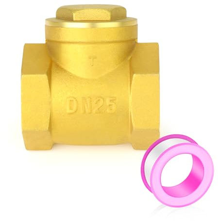 GASHER 1 Stück Swing Messing Rückschlagventil DN15 1 BSP Innengewinde, Rückflussverhinderung, Rückschlagventile für Sumpfpumpe und Luftkompressor, Gas Luft Kraftstoff Öl Wasser