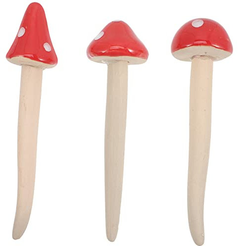 VICASKY Keramik Pilzfigur 3 Stück Gartendekoration Innen Außen Rotes Punktedesign Blumentopf Ornament
