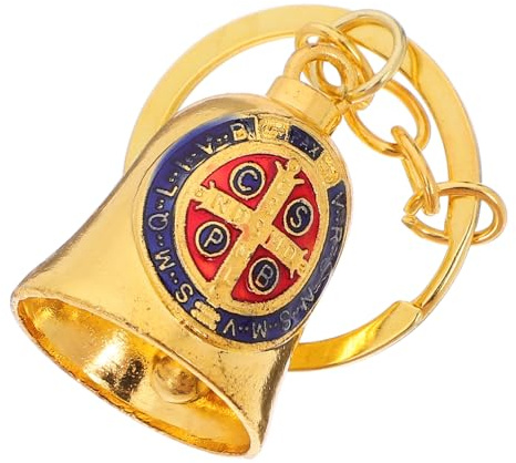 Vaguelly Cross Bell Keychain Lucky Keychain for Catholic Car Decor Unique Accessory Hanger Spiritual present for Religious Celebrations Bringer of Fortune