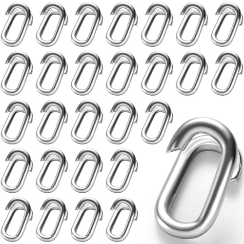 Moxweyeni 30 Pcs Chain & Fittings Repair and Lap Link, 1/4 x 1-1/4 Chain Repair Links Metal Connector, Zinc Plated