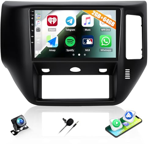 2G+64G Android 13 Car Stereo for Nissan Patrol 2004-2012 with Wireless CarPlay Android Auto 9 Touch Screen Car Radio with GPS Navigation WiFi Bluetooth FM RDS HD Reversing Camera (RHD)