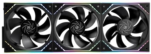 TR-TL-M12QR X3 CPU Fan 120mm Case Cooler, PWM Connector Silent Computer Cooling with S-FDB Bearing,PC Fan with ARGB Mirror Light Effect,low Noise,Black (TL-M12QR X3)
