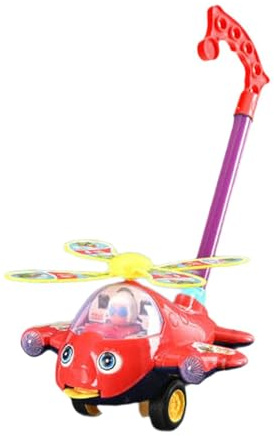 Sharplace Lernaktivitäten im Vorschulalter Gehen, Ziehtierspielzeug, Laufspielzeug zum Schieben, Nachziehspielzeug, Schiebespielzeug aus PP für Kinder ab 1–3 Jahr, Baby Mädchen & Jungen, Rot Flugzeug