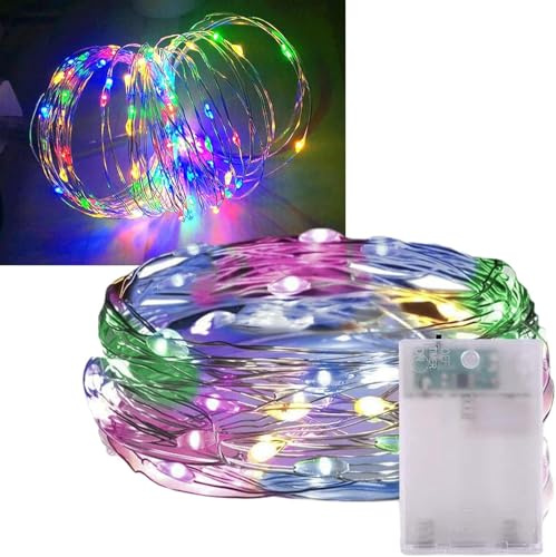 Christmas LED Outdoor Fairy Lights Battery Operated Multi Colours, Warm White Waterproof Copper Wire FAIRY LIGHT,Micro Outdoor Indoor String fairy lights for Christmas Bedroom, Party, Wedding (2m)