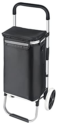 Pieghevole Caddie à 2 Roues - Chariot de Courses Escalier Grand Sac 40L Étanche Panier de Pousser/Tirer Idéal pour Supermarché et Pique-Nique avec Cordon Élastique